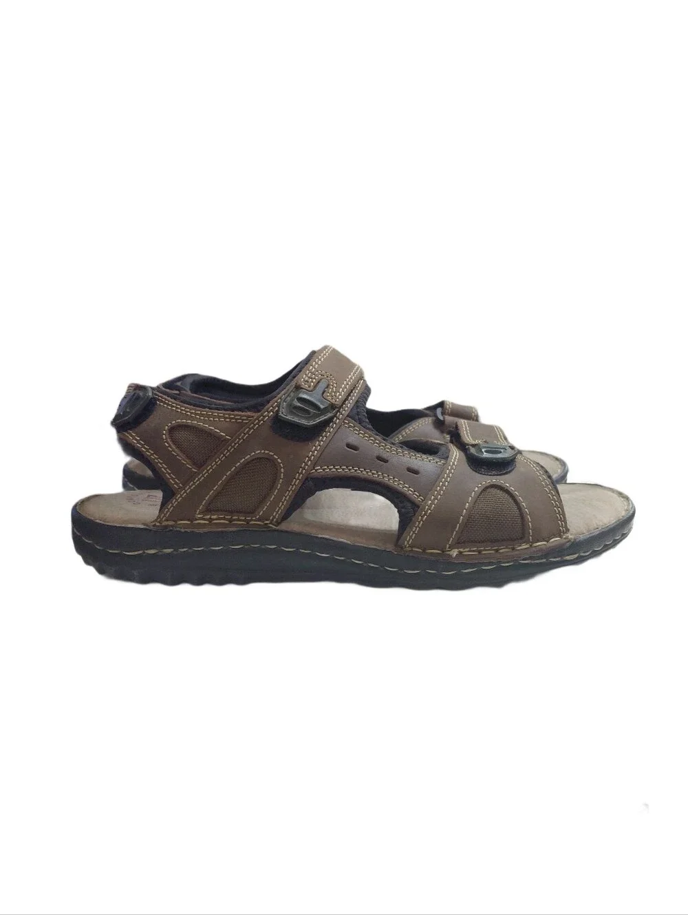 Bjorndal Men's Brown Leather Outdoor Sandals Adjustable Cushioned Size 12